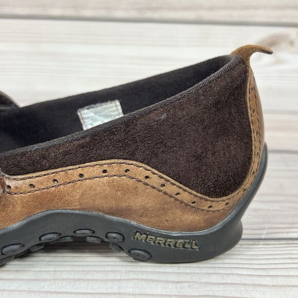 Merrell Plaza Bandeau Shoe Womens 6 Espresso Brown Suede Mary Jane Slip On Wedge - Picture 13 of 14